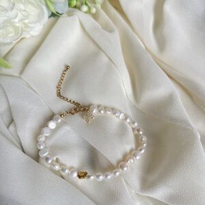 Sold Baroque Pearl Bracelet with matching baroque beads and cross pendant